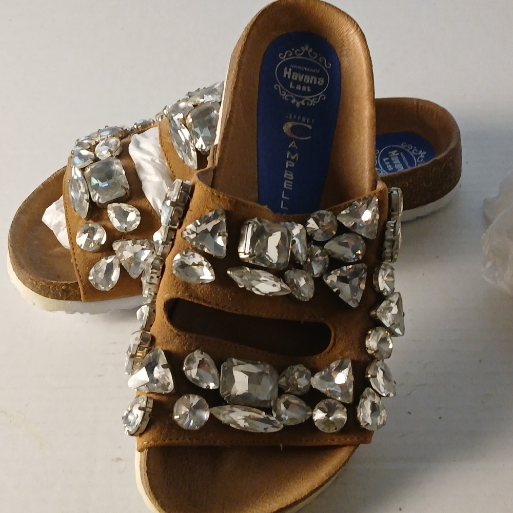 Jeffrey Campbell Tan Sandals with Silver Embellishments